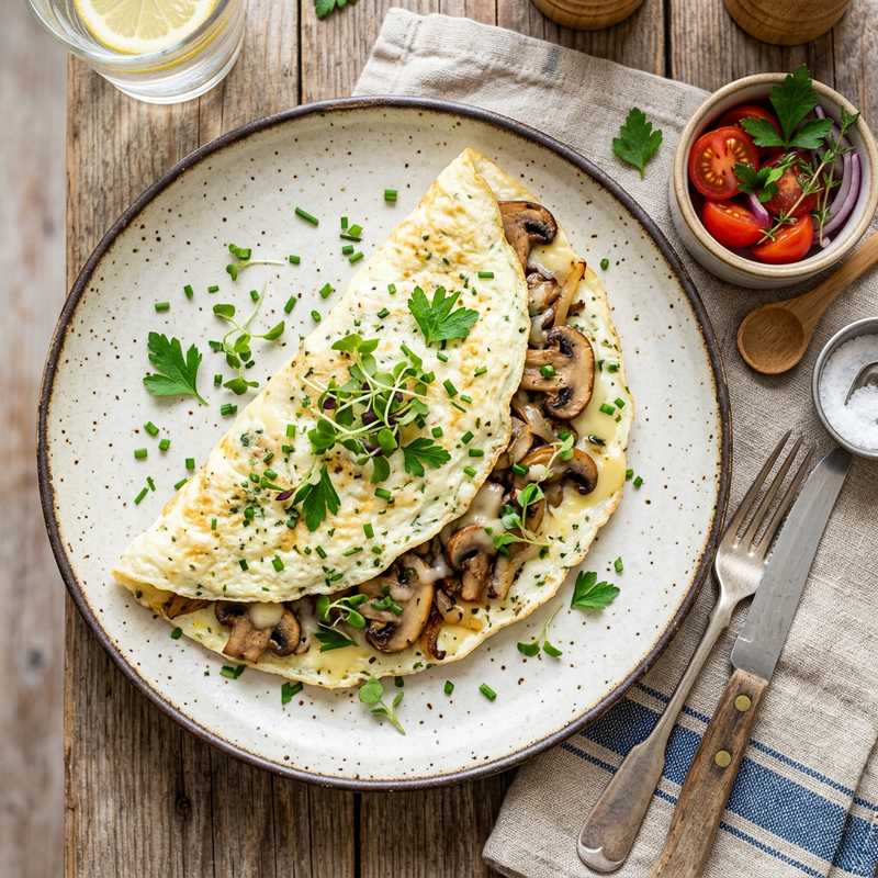 Halal Easy Mushroom Swiss Egg White Omelette Recipe