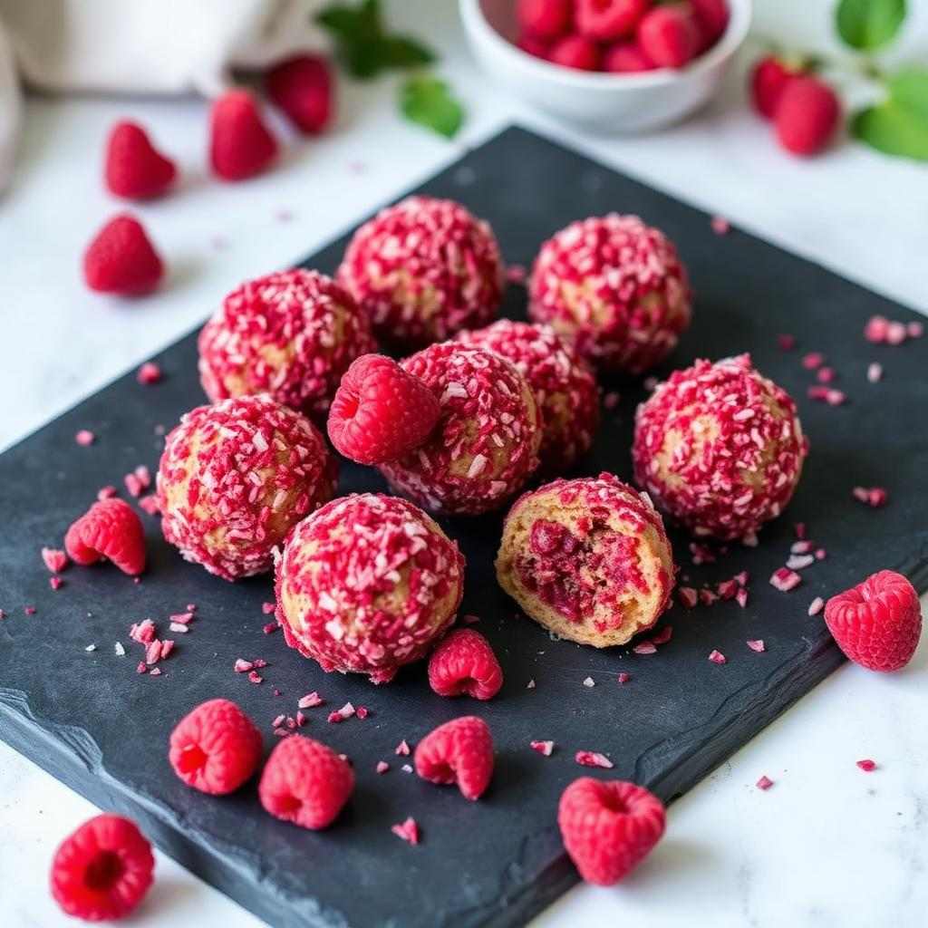 Halal No Bake Raspberry Protein Balls Recipe