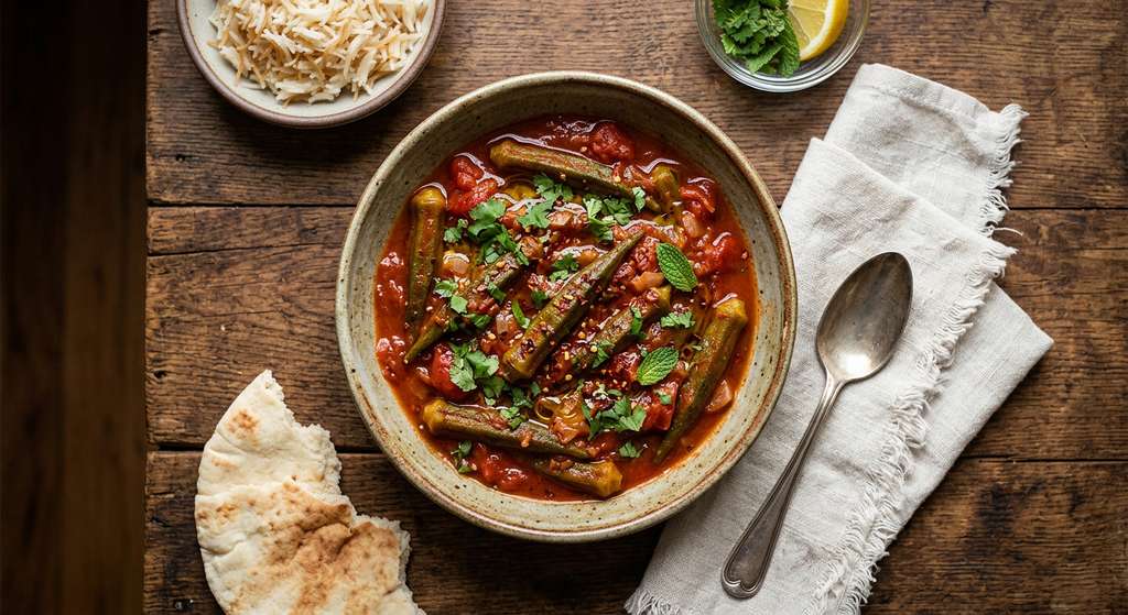 Halal One Pan Okra Tomato Sauce (Lebanese Style)