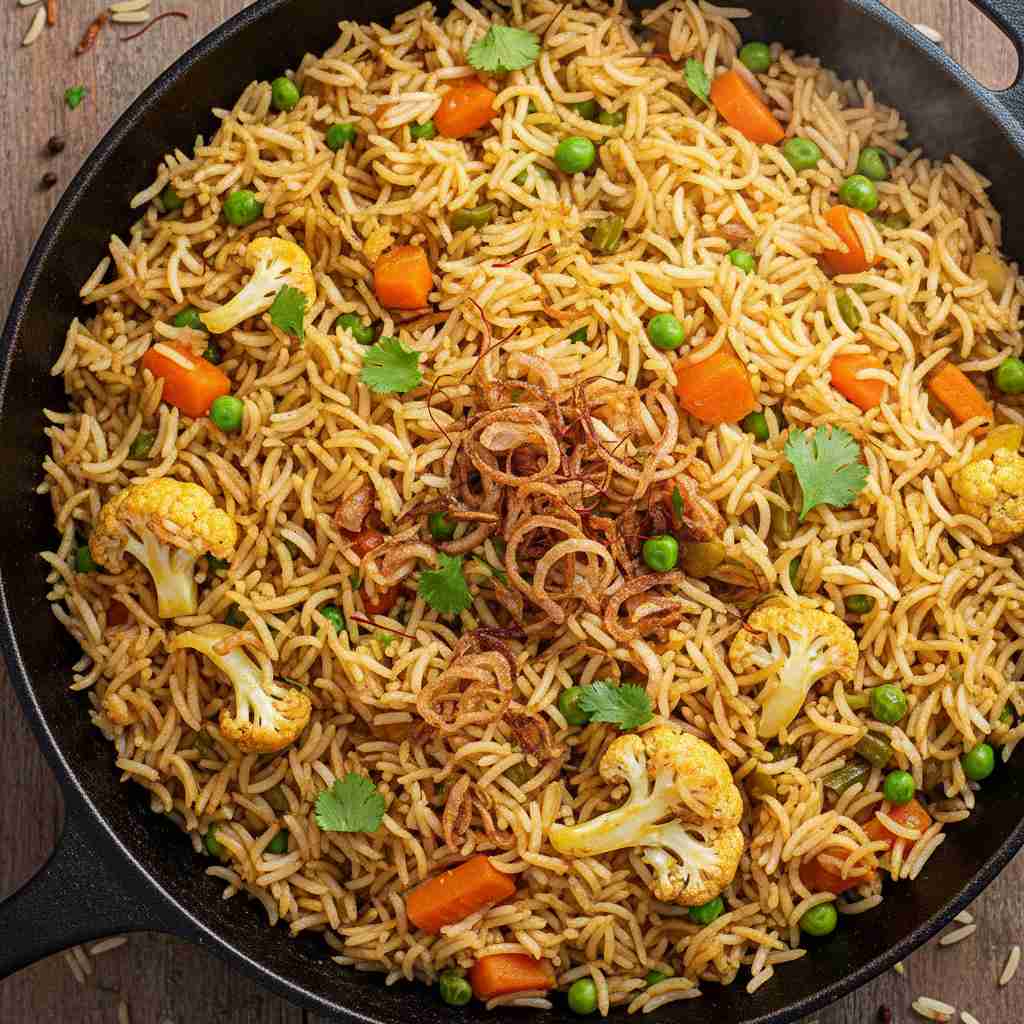 Halal One Pan Vegetable Biryani (Quick Vegetarian)