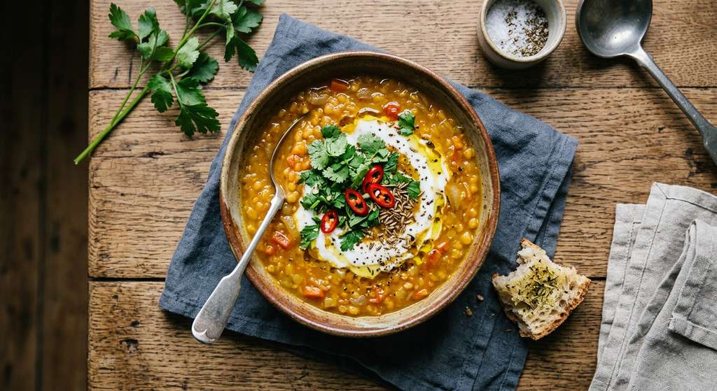 Halal One Pot Red Lentil Tomato Turmeric Soup