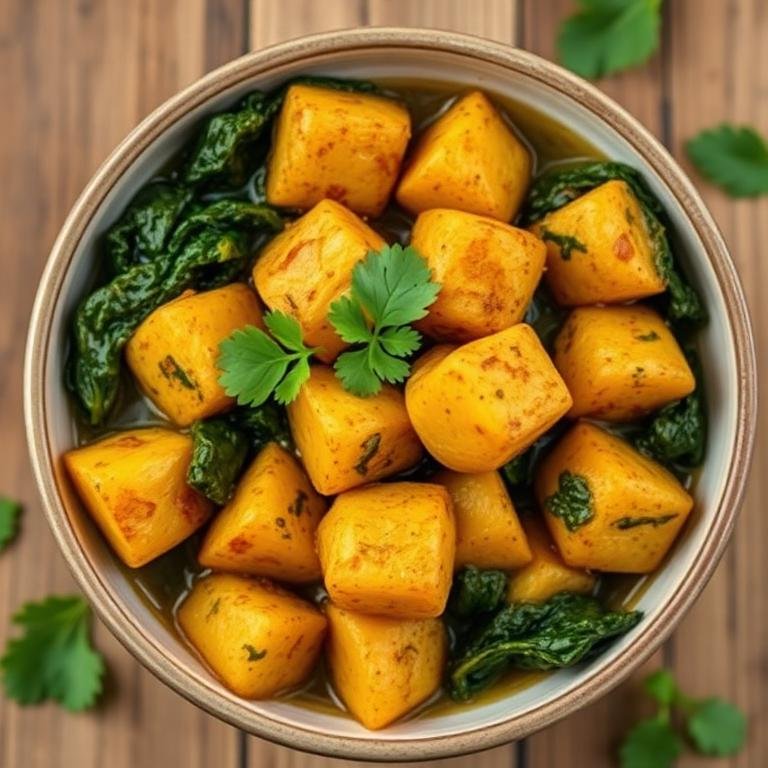 Halal One Pot Spiced Potato Spinach Curry (Easy Weeknight)