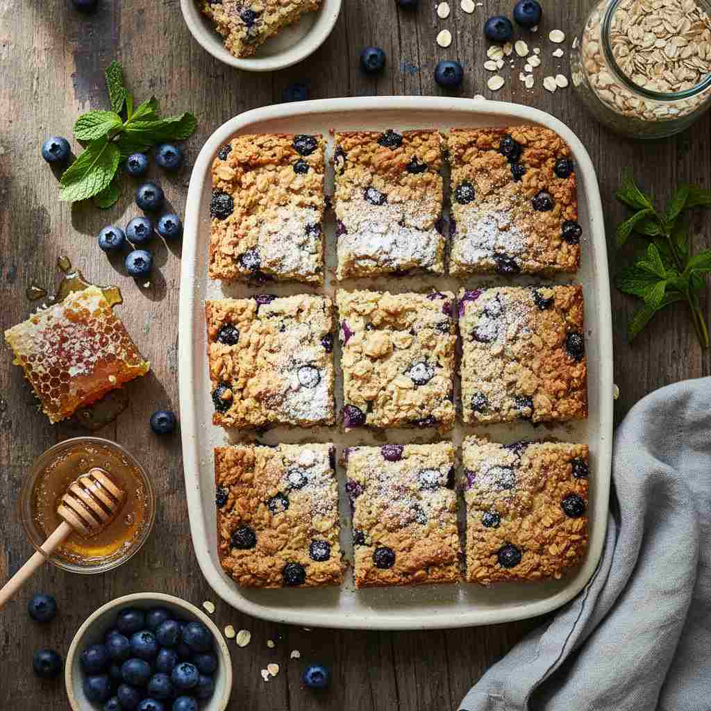 Halal Oven Baked Blueberry Oat Bars Recipe