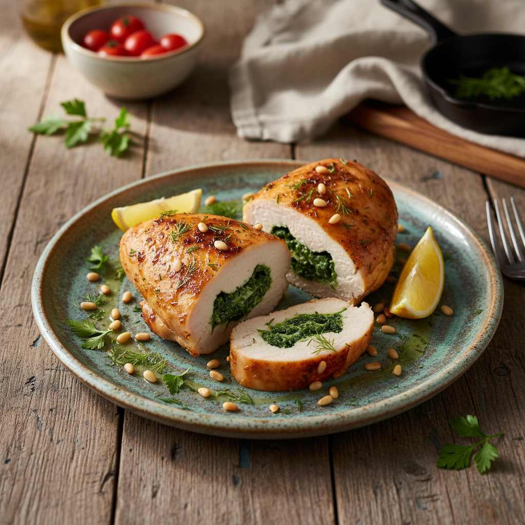 Halal Oven Baked Chicken Breast Stuffed with Spinach Recipe