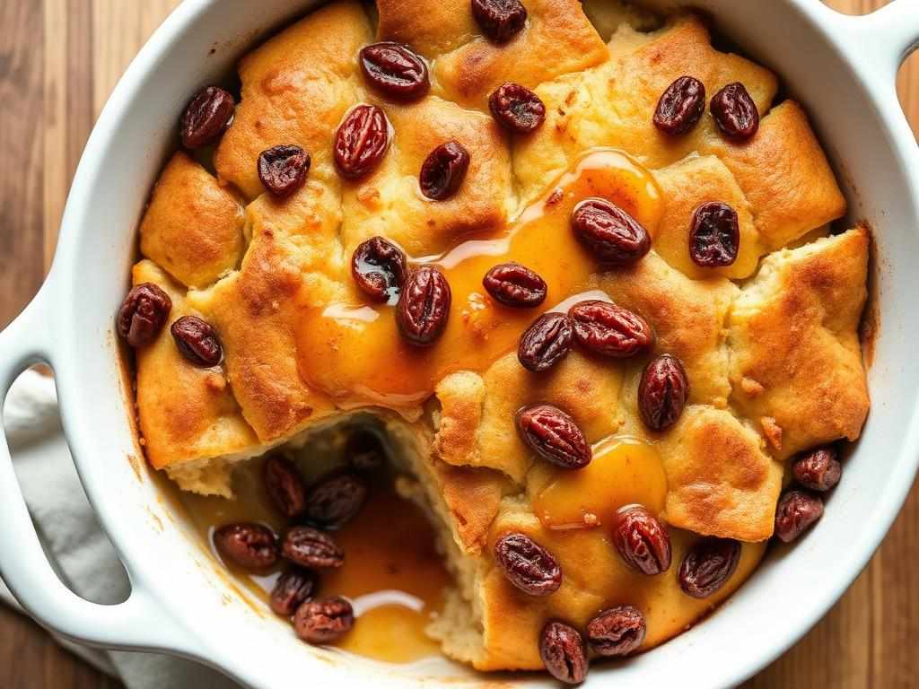 Halal Oven Baked Cinnamon Raisin Breakfast Bread Pudding Recipe