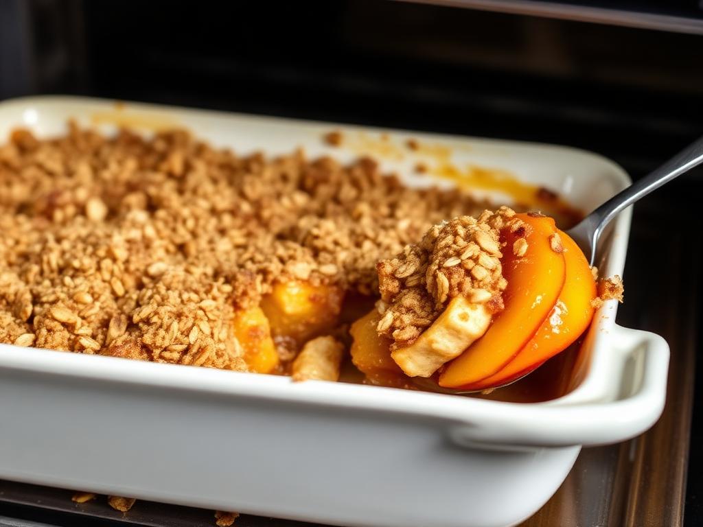 Halal Oven Baked Peach Banana Crumble Recipe
