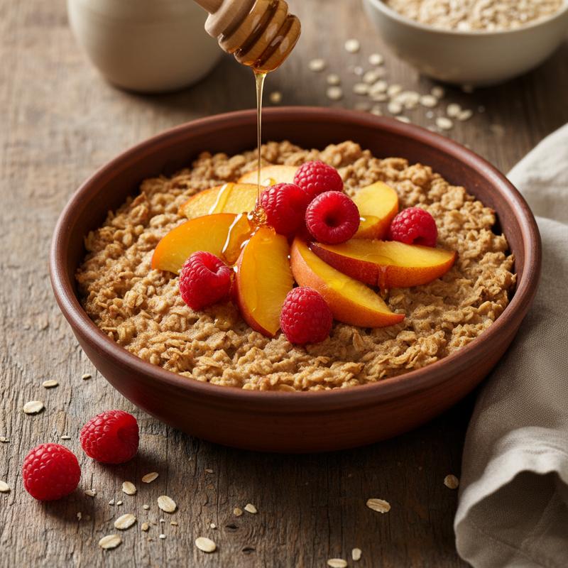Halal Oven Baked Peach Melba Oatmeal Recipe