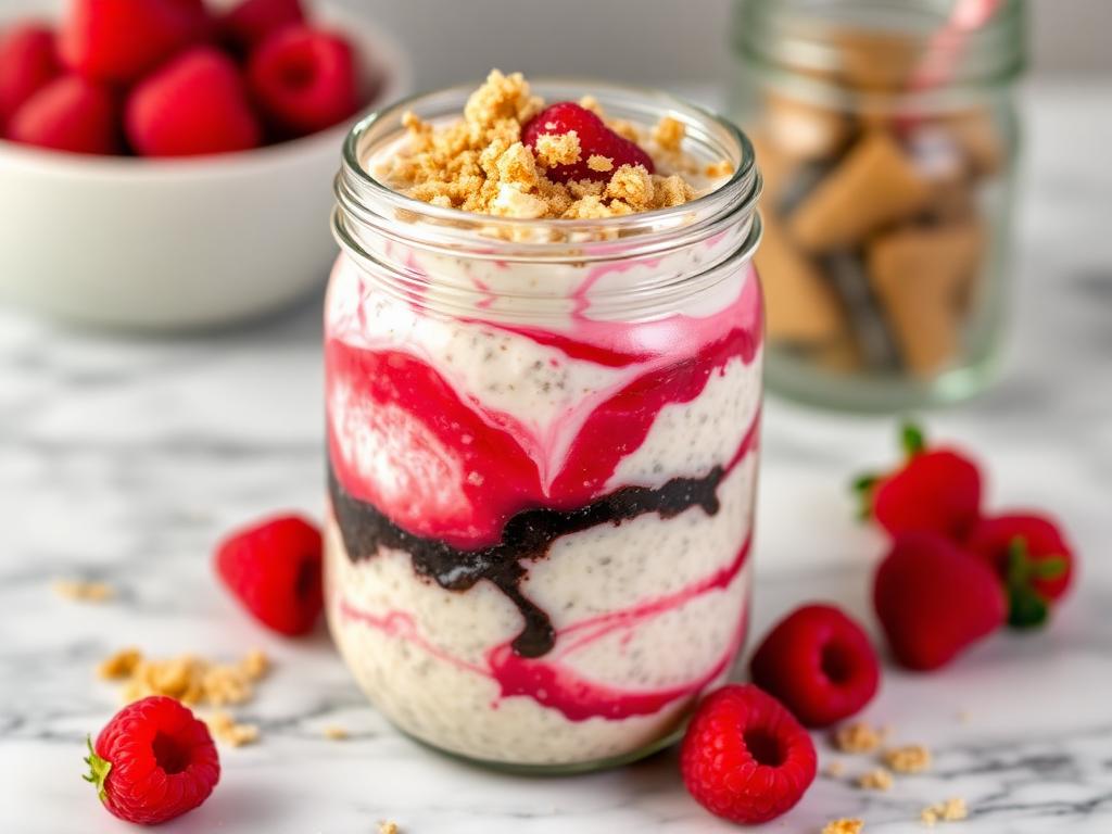 Halal Oven Baked Raspberry Cheesecake Overnight Oats Recipe