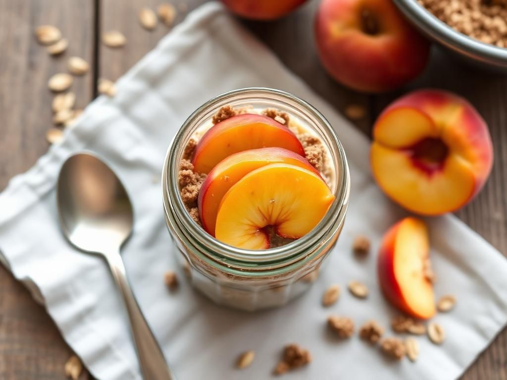 Halal Low Sugar Peach Cobbler Overnight Oats Recipe
