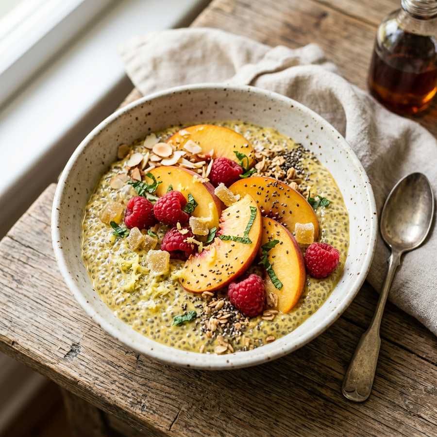 Halal Healthy Peach Ginger Chia Pudding Recipe