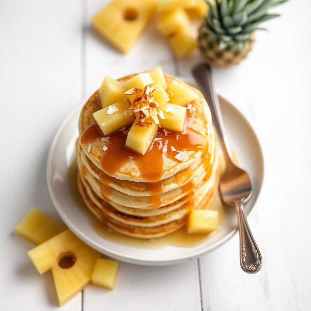 Halal Healthy Pineapple Coconut Protein Pancakes Recipe