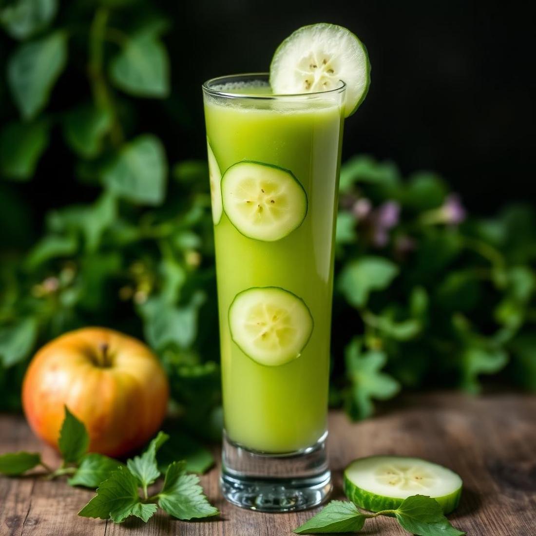 Halal Refreshing Cucumber Apple Green Juice Recipe