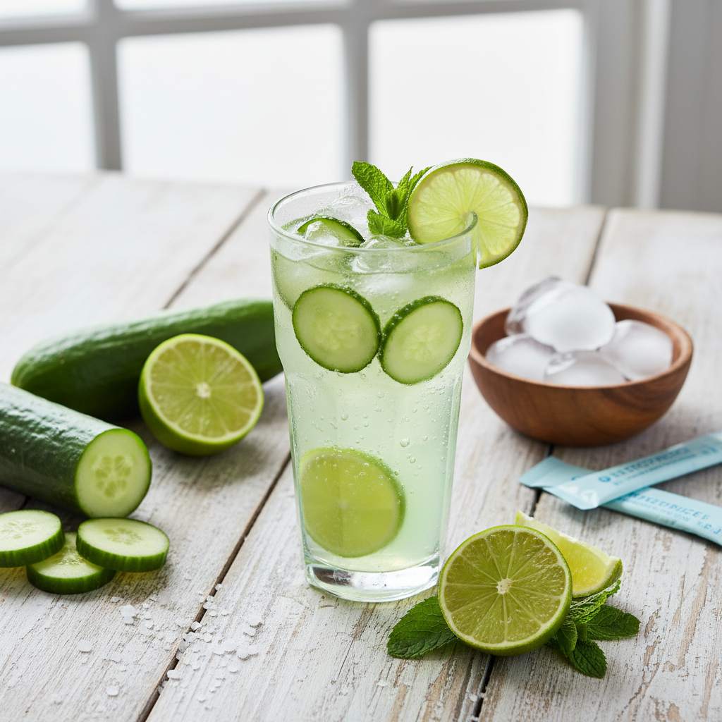 Halal Refreshing Cucumber Lime Electrolyte Drink