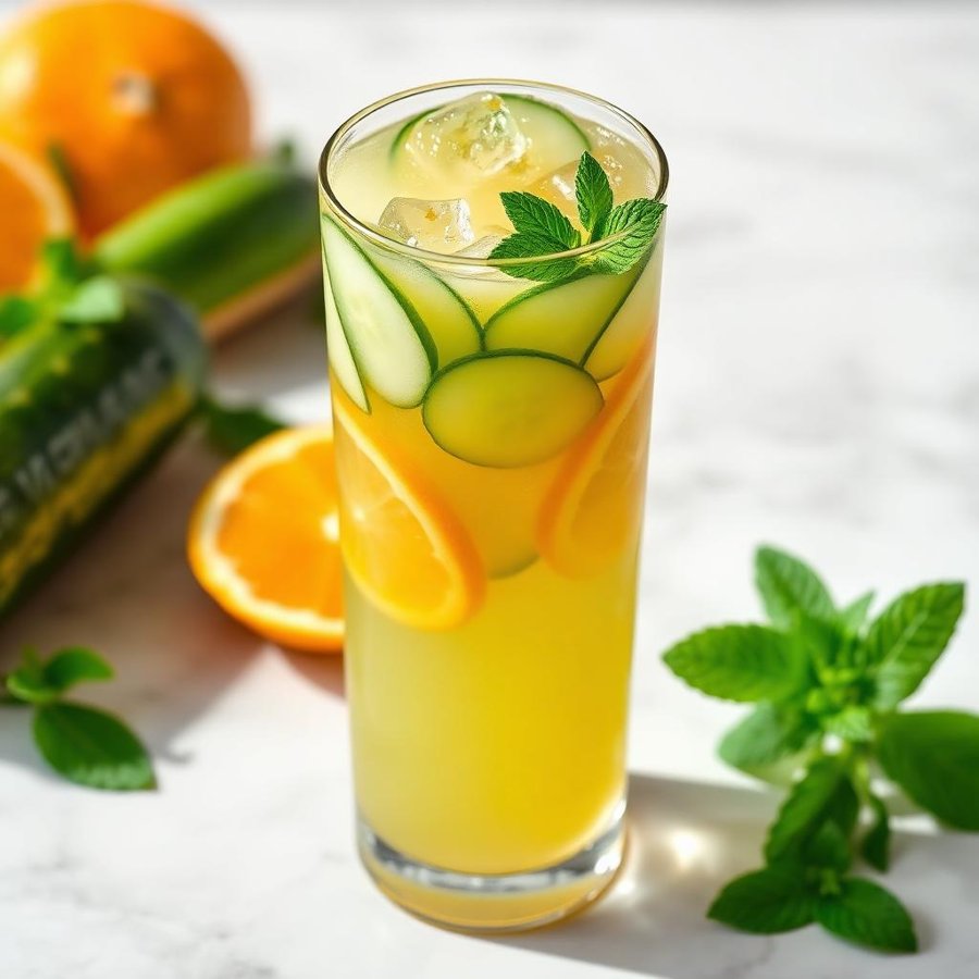 Halal Refreshing Cucumber Orange Mint Drink Recipe