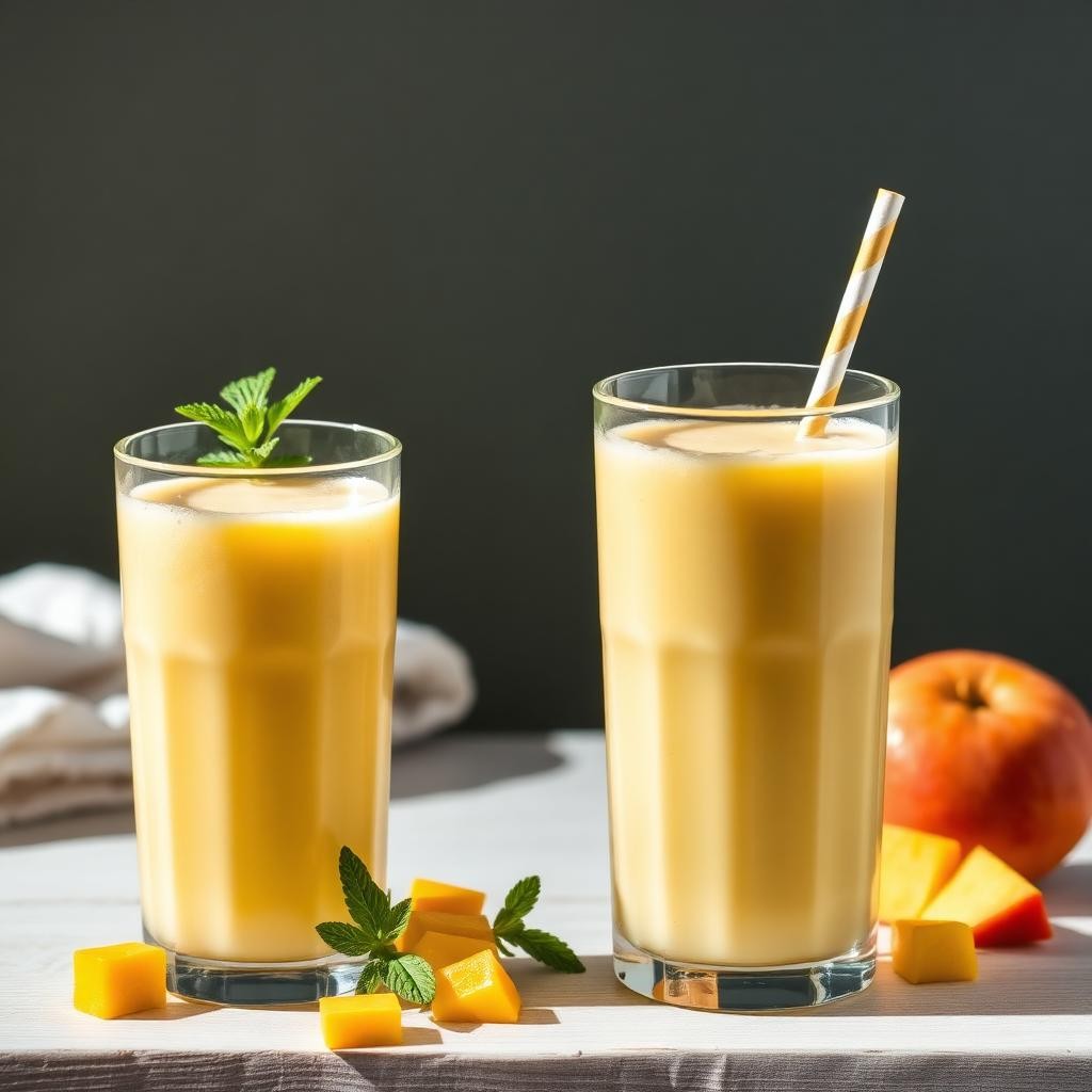 Halal Refreshing Mango Mint Lassi Style Drink Recipe