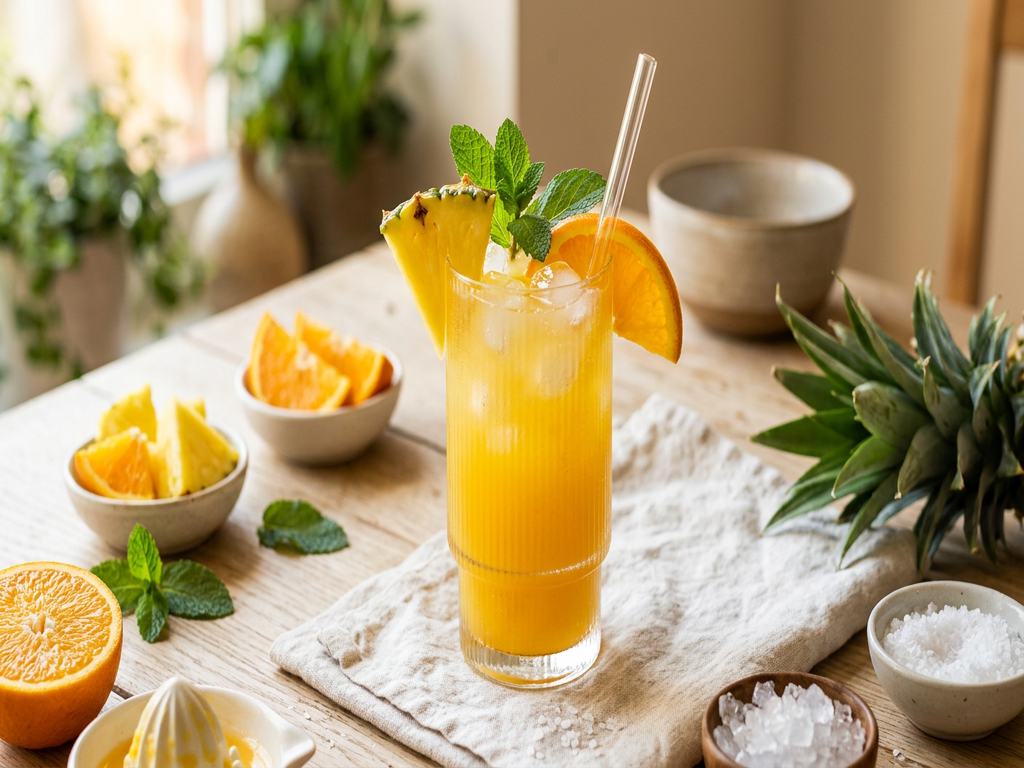 Halal Refreshing Orange Pineapple Mocktail Recipe
