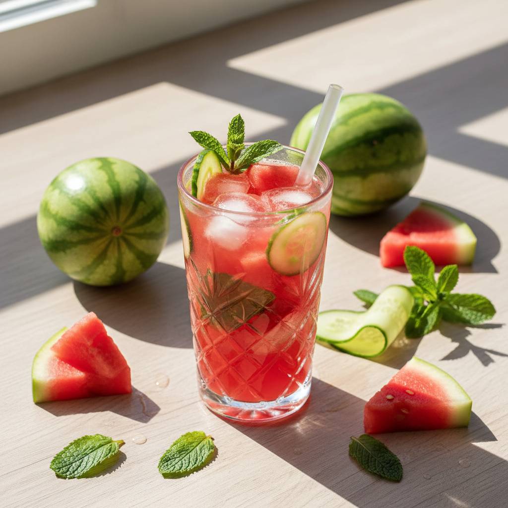 Halal Refreshing Watermelon Cucumber Mint Cooler