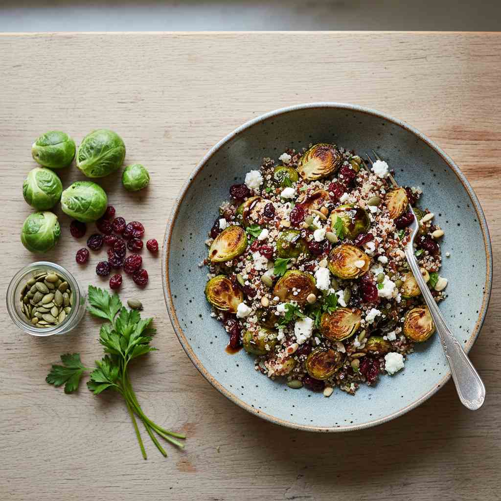 Halal Roasted Brussels Sprouts Quinoa Bowl Recipe