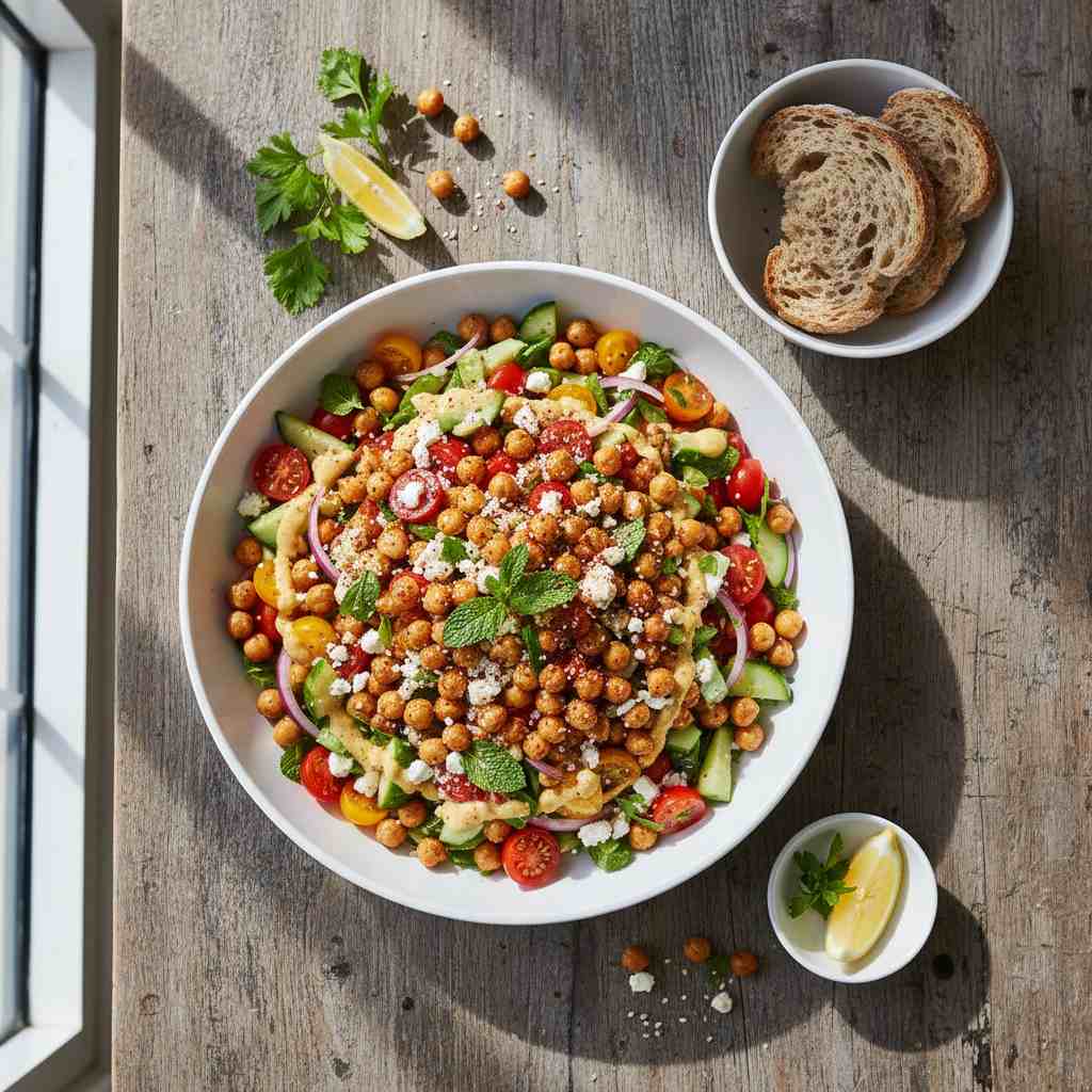 Halal Roasted Chickpea Salad Recipe High Protein
