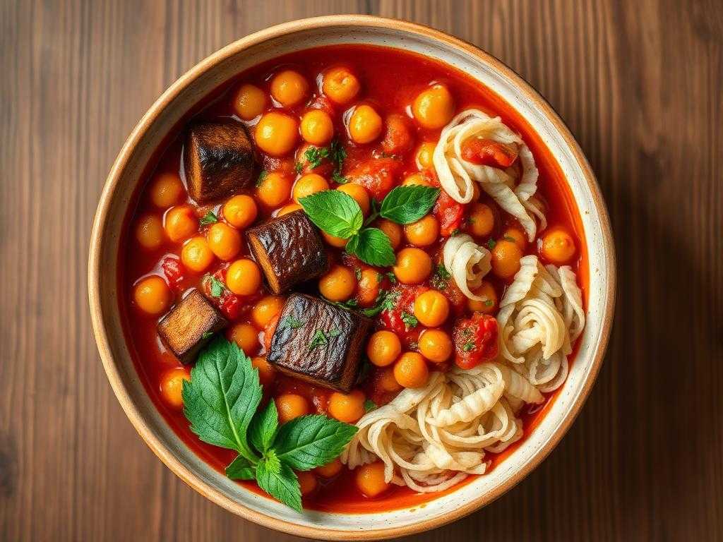Halal Roasted Eggplant Chickpea Stew