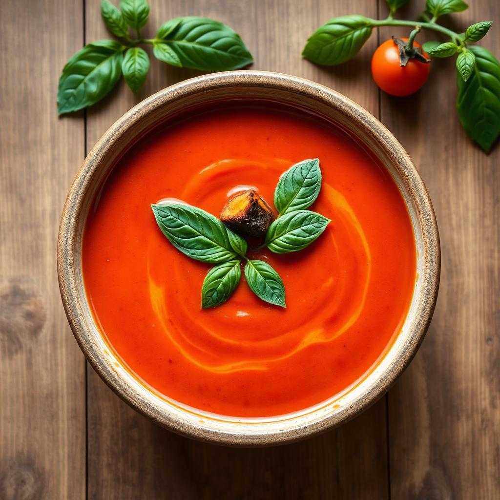 Halal Roasted Eggplant Tomato Soup
