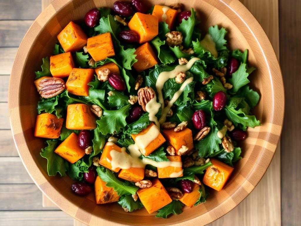 Halal Roasted Sweet Potato Kale Salad Recipe