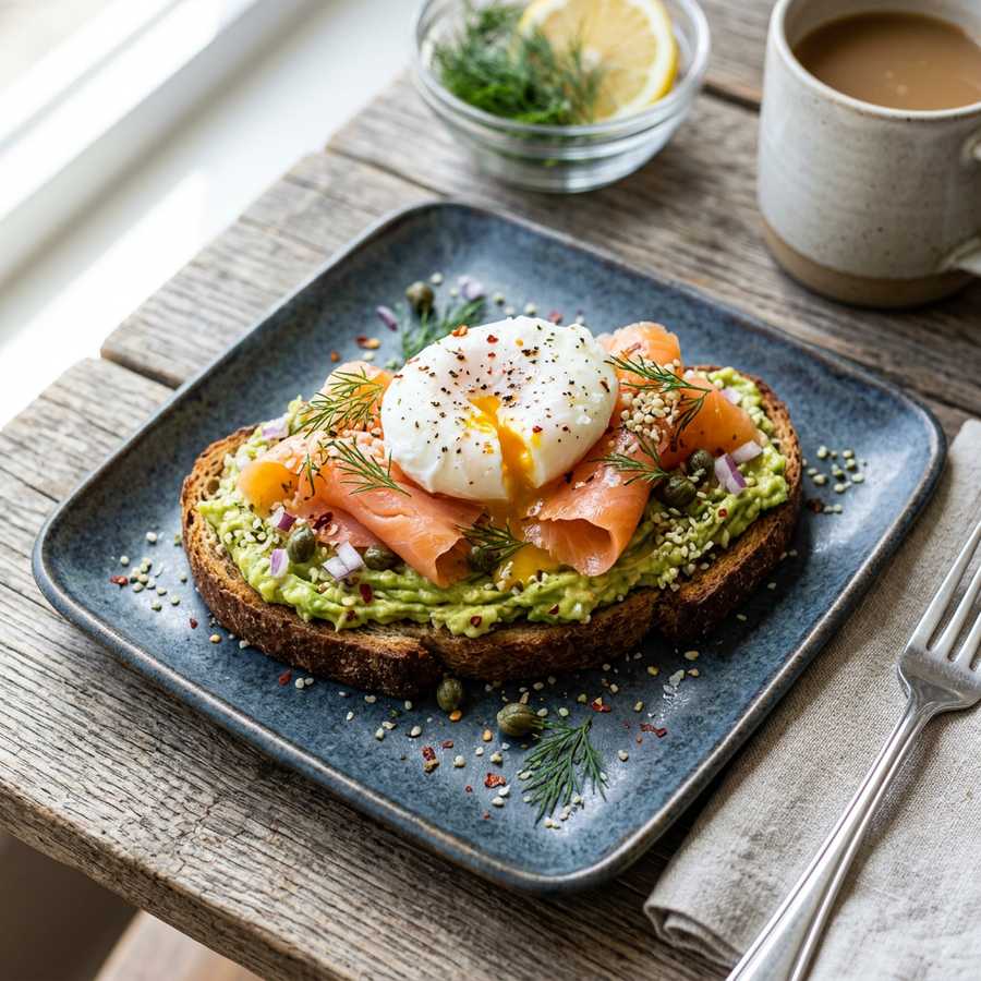 Halal High Protein Salmon Avocado Breakfast Toast Recipe