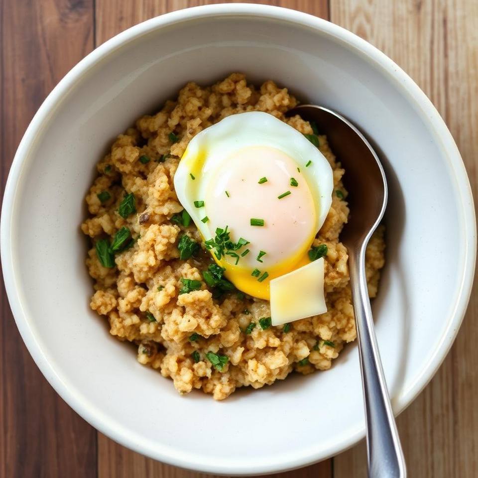 Halal Gluten Free Savory Oatmeal with Egg Recipe