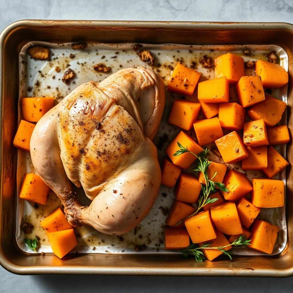 Halal Sheet Pan Chicken and Sweet Potato Recipe