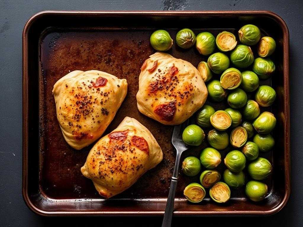 Halal Sheet Pan Chicken Thighs and Brussels Sprouts Recipe