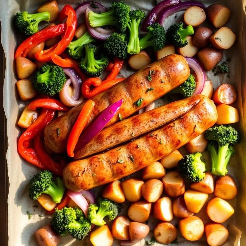 Halal Sheet Pan Turkey Sausage and Veggies Recipe