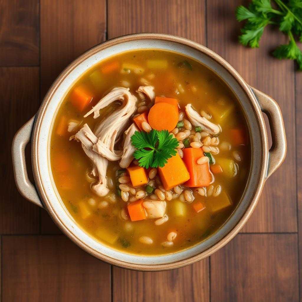 Halal Slow Cooker Chicken Vegetable Barley