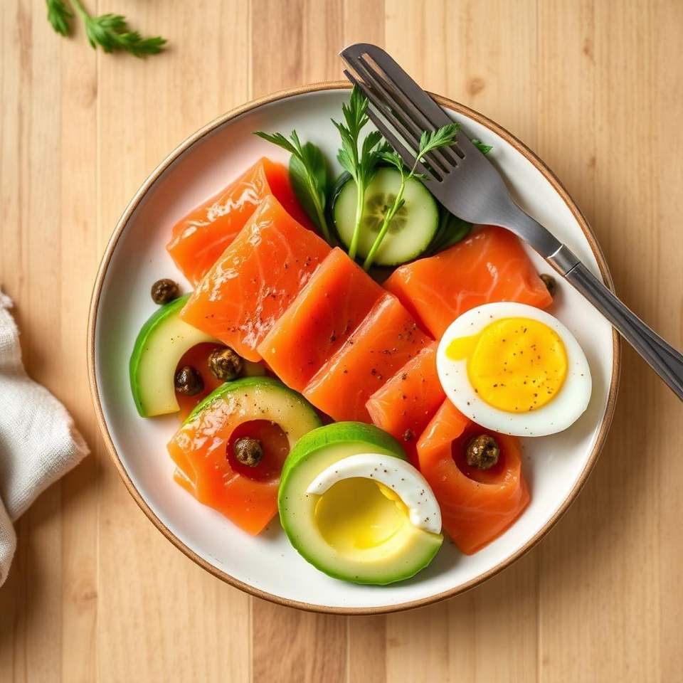 Halal Low Calorie Smoked Salmon Breakfast Plate Recipe