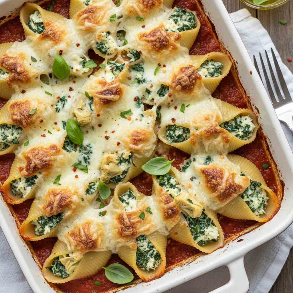 Halal Spinach Artichoke Stuffed Shells (Vegetarian Healthy)