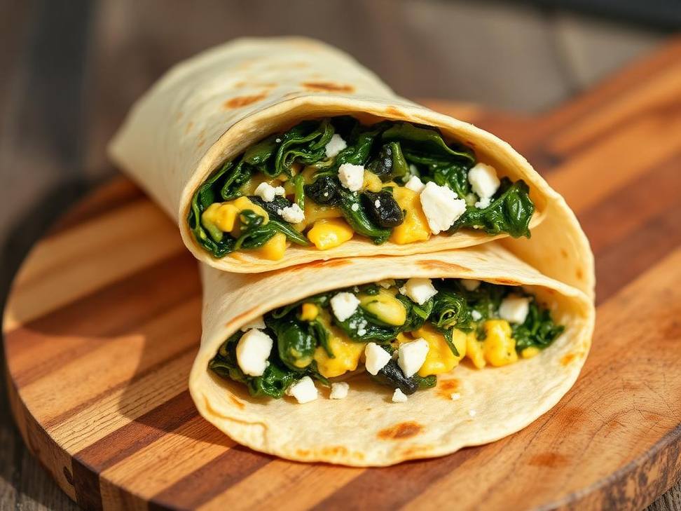Halal Spinach Feta Breakfast Wrap