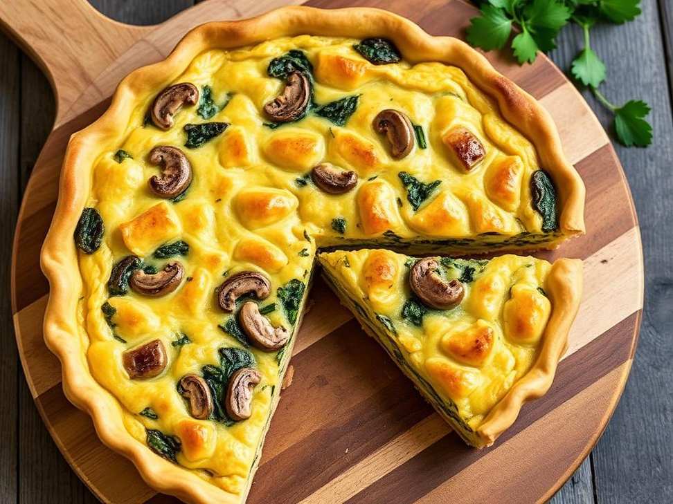 Halal Spinach Mushroom Breakfast Quiche