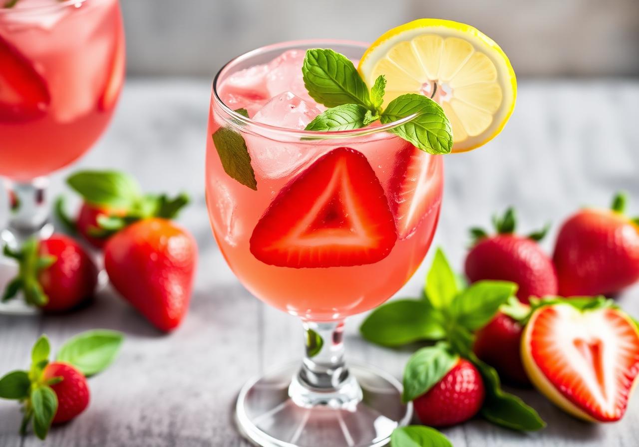 Halal Strawberry Basil Lemonade Mocktail Recipe