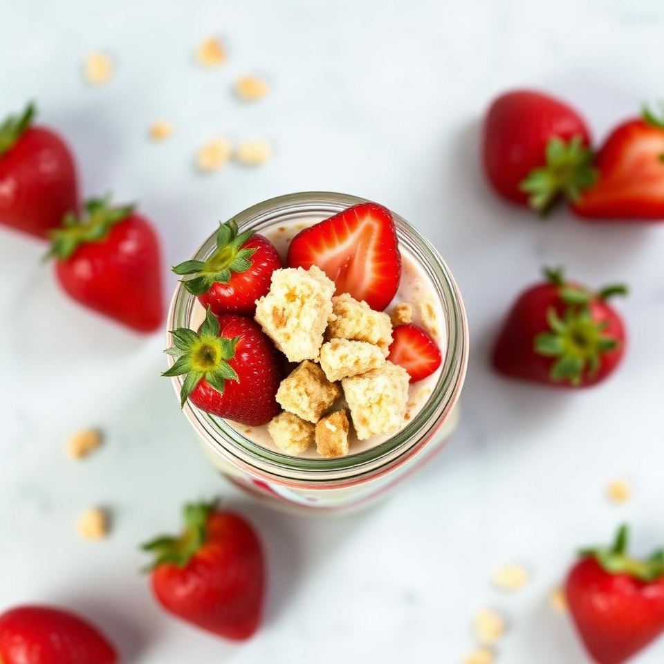 Halal Low Sugar Strawberry Shortcake Overnight Oats Recipe