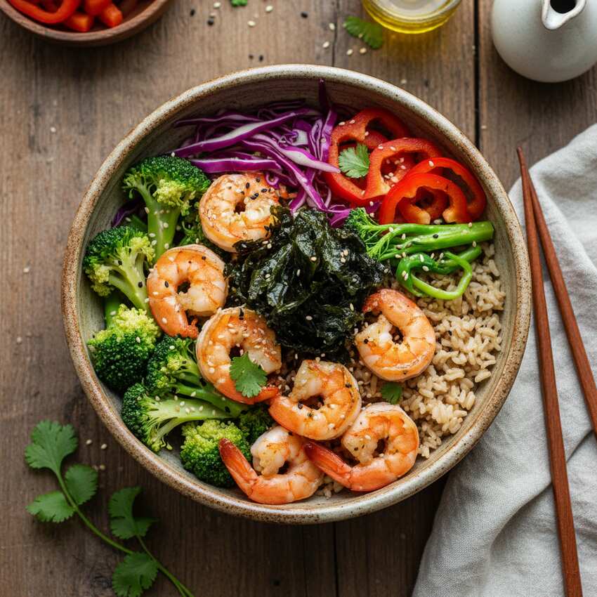 Halal Thyroid Friendly Shrimp Vegetable Bowl