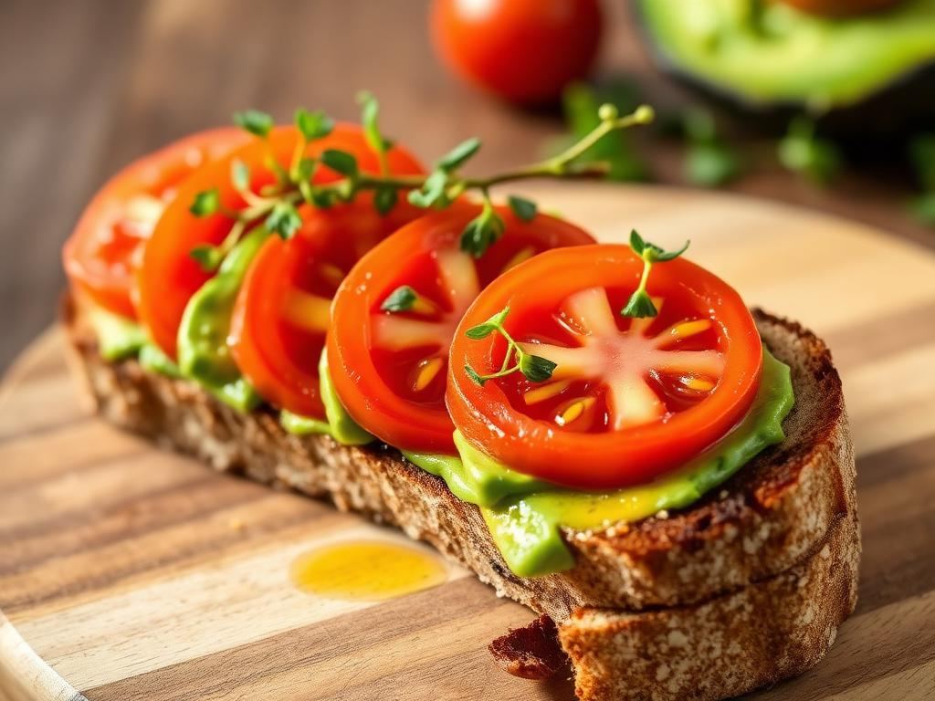 Halal Tomato Avocado Breakfast Toast