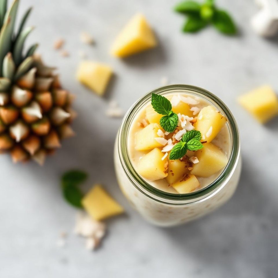 Halal Healthy Tropical Pineapple Coconut Overnight Oats Recipe