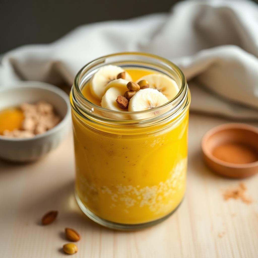 Halal Healthy Turmeric Golden Milk Overnight Oats Recipe