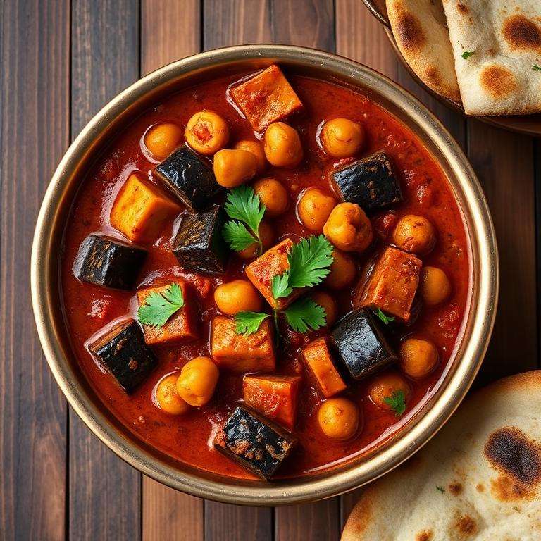 Halal Vegetarian Eggplant Chickpea Curry