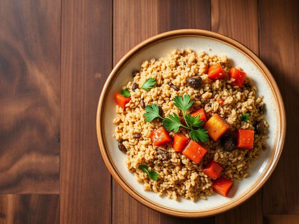 Halal Vegetarian Freekeh Pilaf with Vegetables