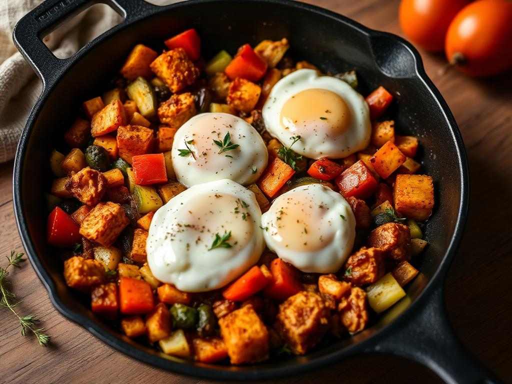 Halal Veggie Breakfast Hash with Eggs