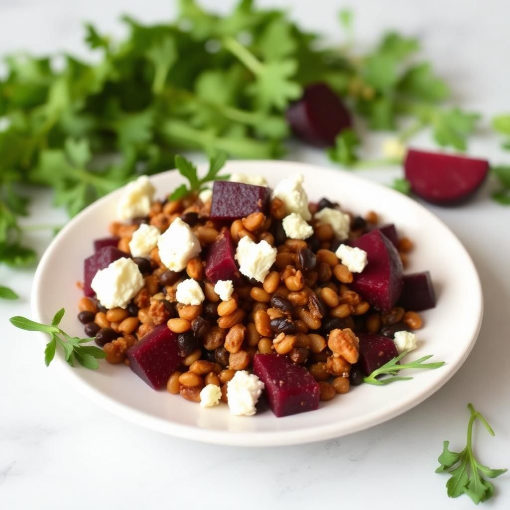 Halal Warm Lentil and Roasted Beet Salad