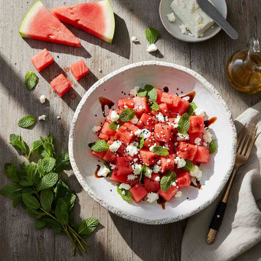Halal Watermelon Feta Mint Salad Recipe