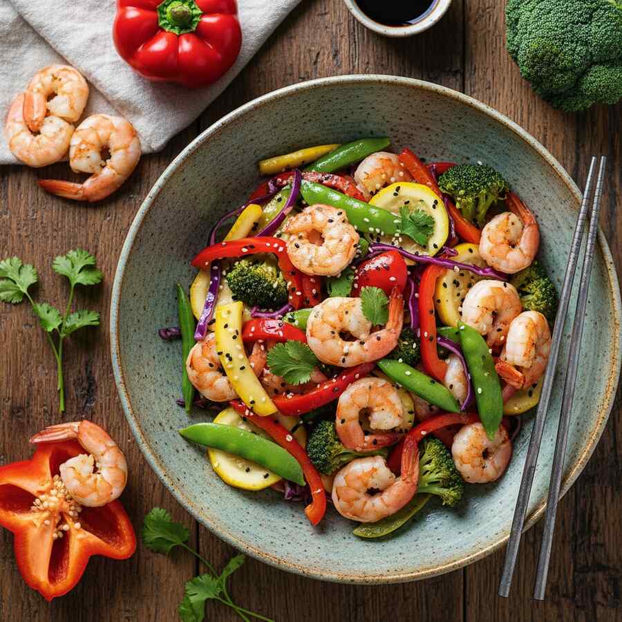 Halal Whole30 Shrimp Vegetable Stir Fry