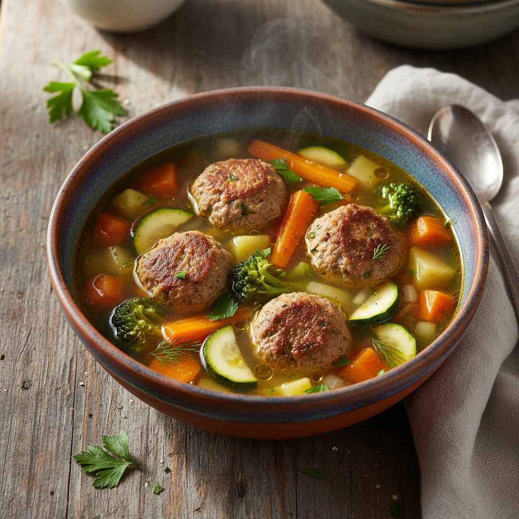 Halal Whole30 Turkey Meatball Soup